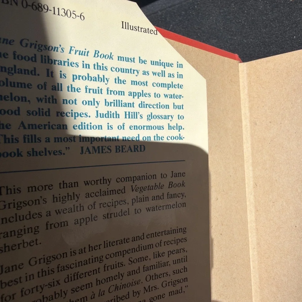 Jane Grigson's Fruit Book First American Edition - 1982 HCDJ 1st Edition